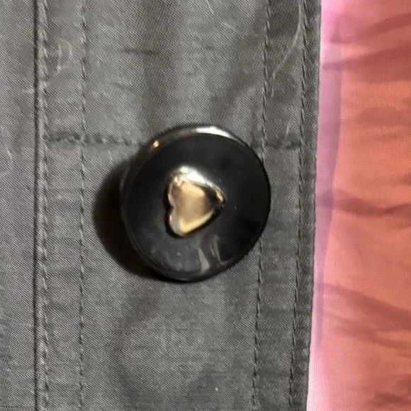 Betsey Johnson Black Ruffle Hem Trench Coat Pink Lining Size M Twee/Coquette - Picture 6 of 7